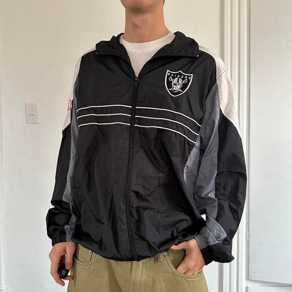 Vintage Retro Oakland Raiders NFL Windbreaker Zip Up Jacket - Picture 2 of 8